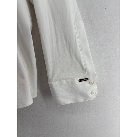 Women's Calvin Klein White Button Down Collarless Shirt Size 3X Long Sleeve - Picture 3 of 8